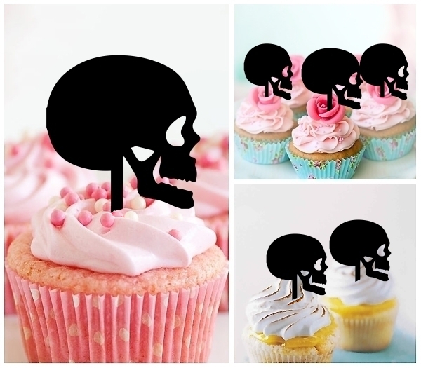 Laser Cut Skull Head cupcake topper