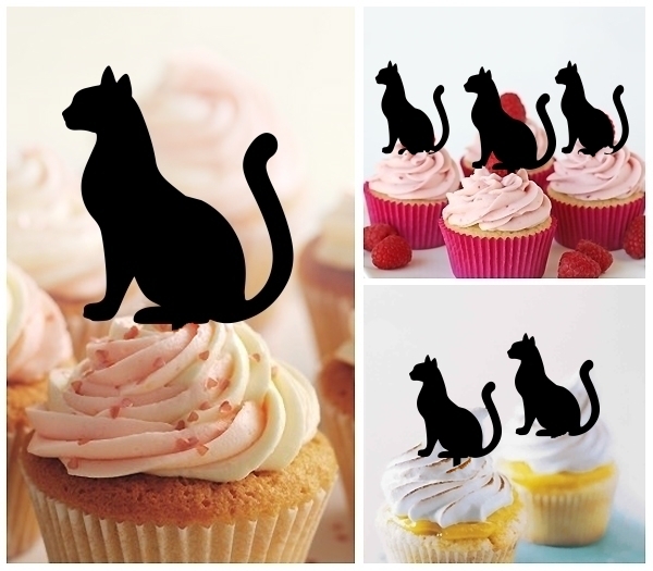 Laser Cut Sitting Cat cupcake topper