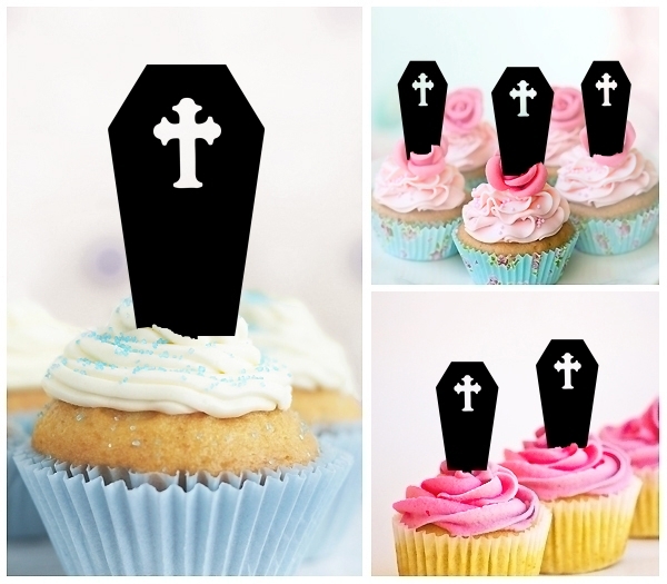 Laser Cut RIP Coffin cupcake topper