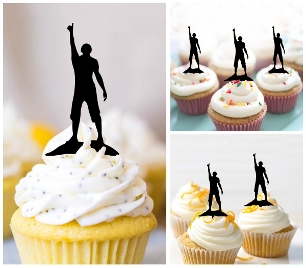 Laser Cut Man Standing Mountain cupcake topper