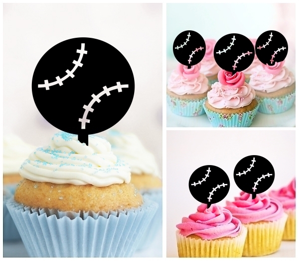 Laser Cut Baseball Ball cupcake topper