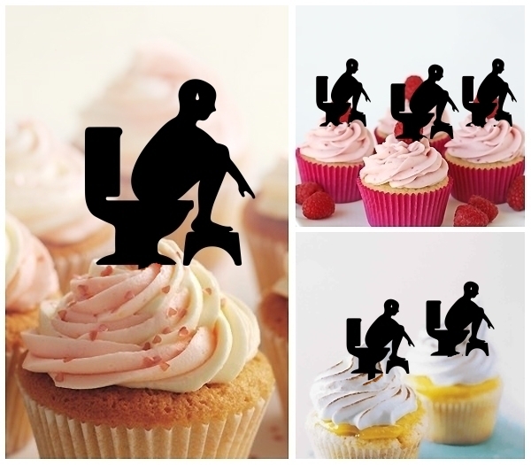 Laser Cut Funny Toilet cupcake topper