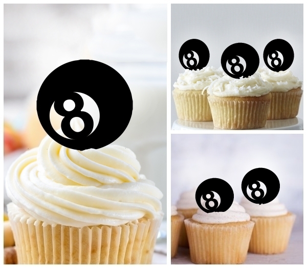 Laser Cut Eight Ball Pool cupcake topper