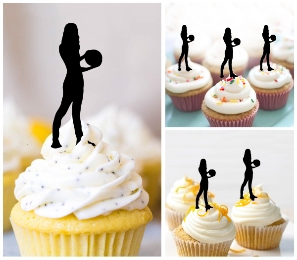 Laser Cut Bowling Pleyer Female cupcake topper