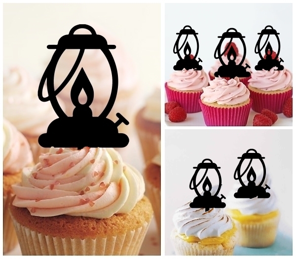 Laser Cut Oil lamp Gas lighting cupcake topper