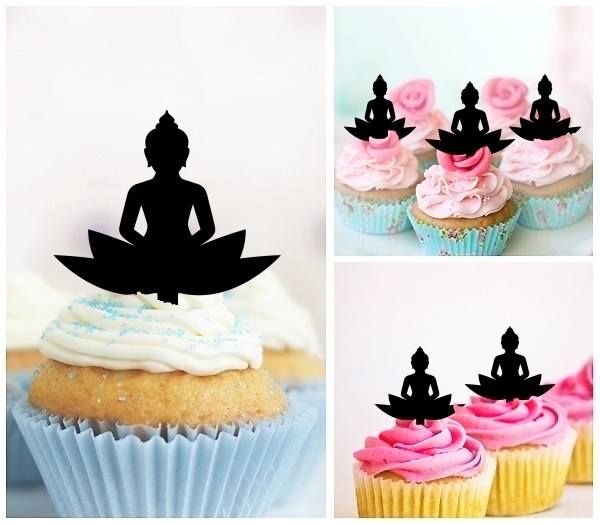 Laser Cut Meditating Buddha cupcake topper