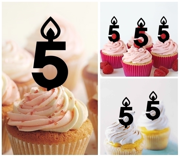 Laser Cut Number Five 5 Candle cupcake topper