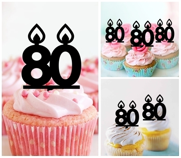 Laser Cut Number Eighty 80 Candle cupcake topper