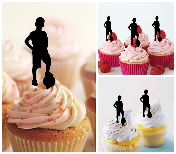 Laser Cut Boy Soccer Football cupcake topper