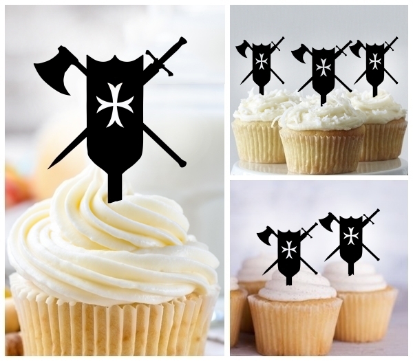 Laser Cut Protective Shield Weapon cupcake topper