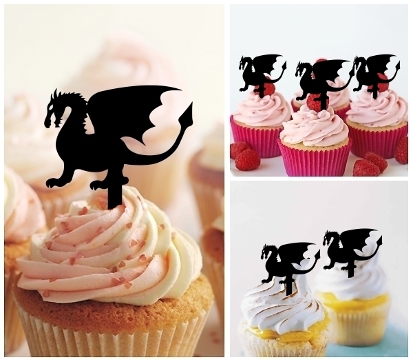 Laser Cut Black Dragon cupcake topper