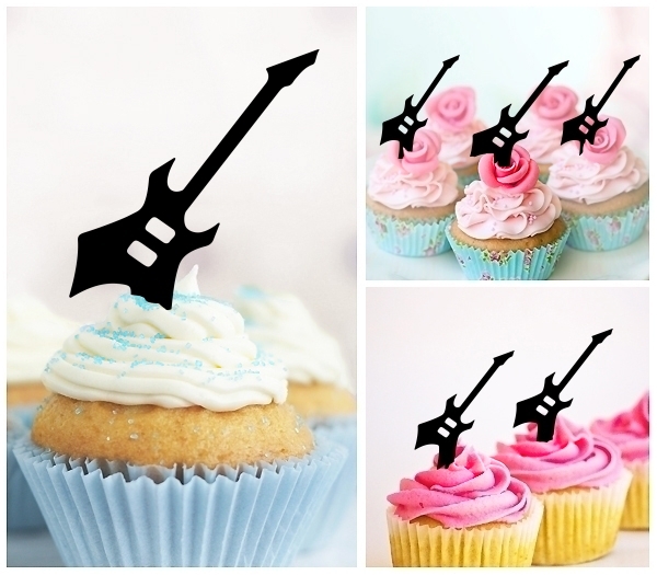 Laser Cut Electric Guitar Rock Music cupcake topper