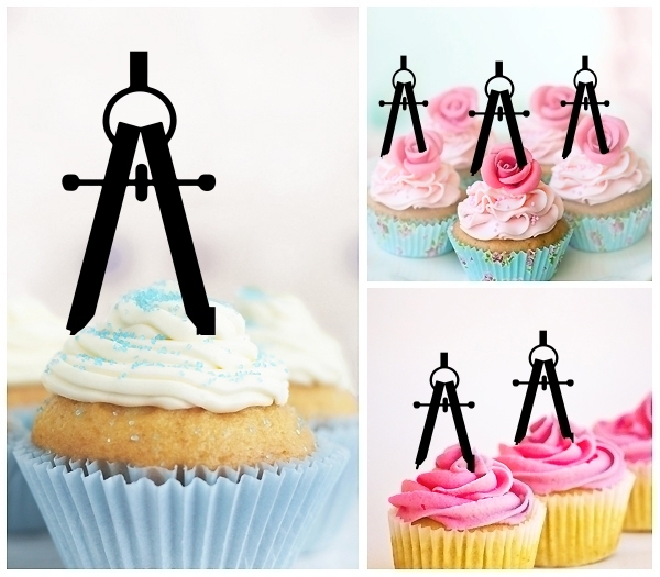 Laser Cut Compass Maths Drawing cupcake topper