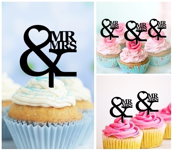 Laser Cut MR and MRS cupcake topper