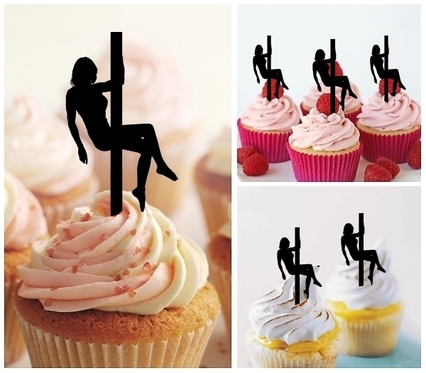 Laser Cut Pole Dance Female cupcake topper