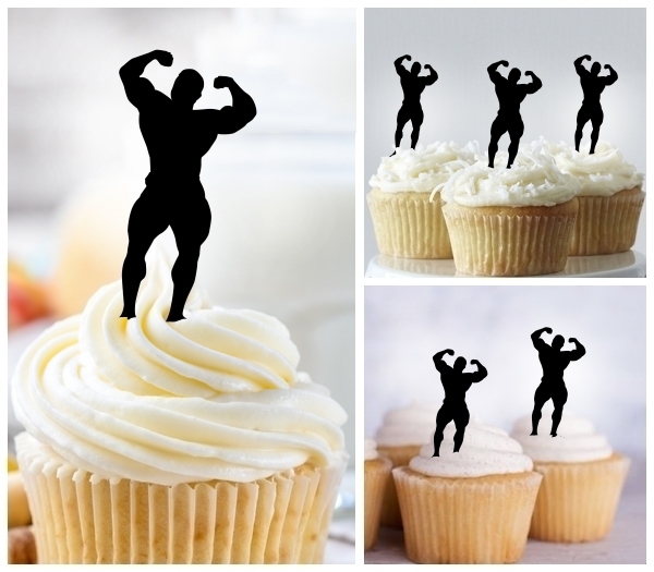 Laser Cut Fitness Male cupcake topper