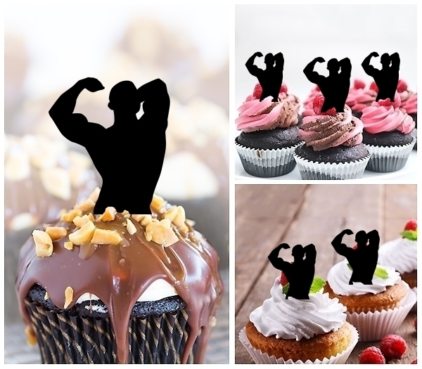 Laser Cut Muscle Fitness Gim cupcake topper