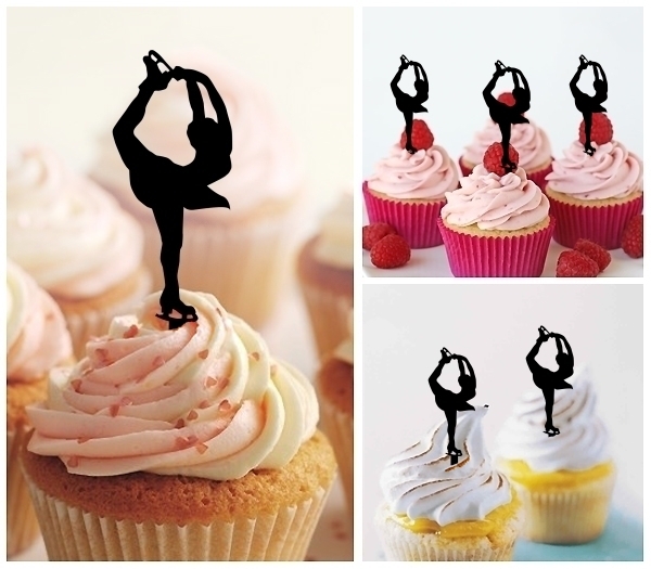 Laser Cut Female Skating cupcake topper