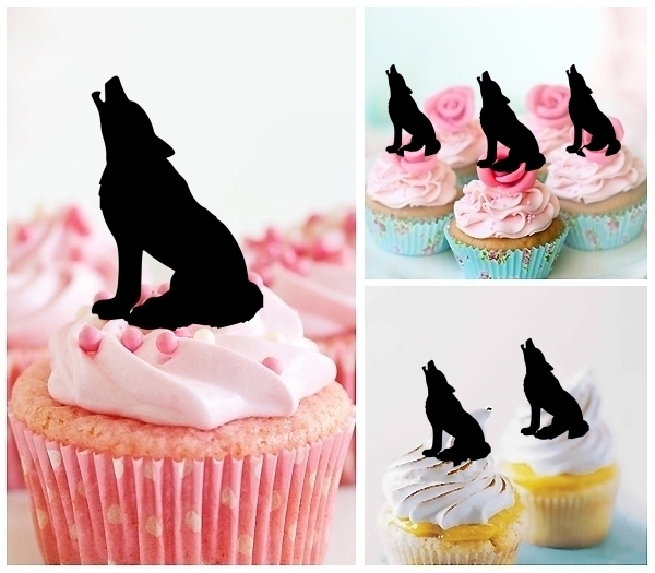 Laser Cut Howling Wolf cupcake topper