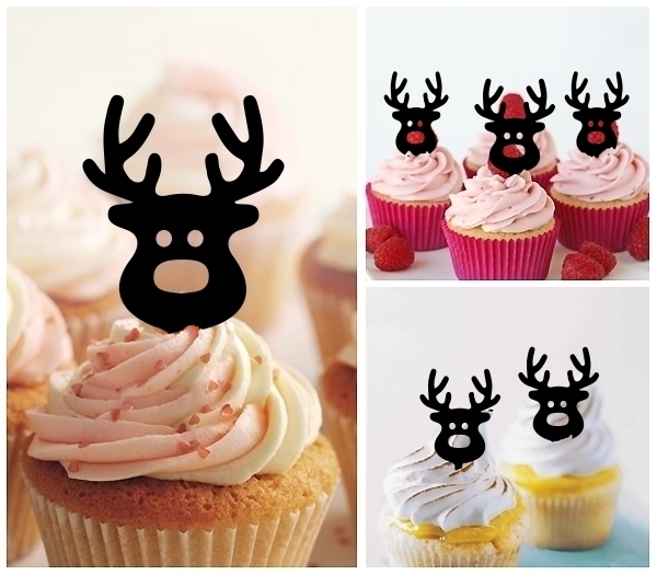 Laser Cut Cute Reindeer Xmas cupcake topper