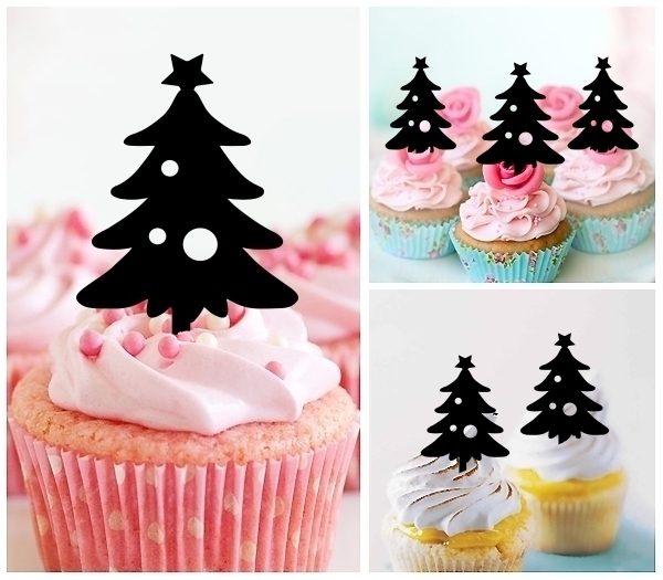 Laser Cut Xmas Tree cupcake topper