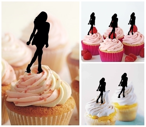 Laser Cut Female Skating Girl cupcake topper