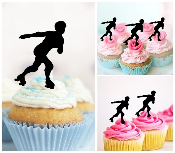 Laser Cut Female Skating Sport Girl cupcake topper