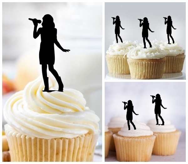 Laser Cut Girl Music Singer cupcake topper