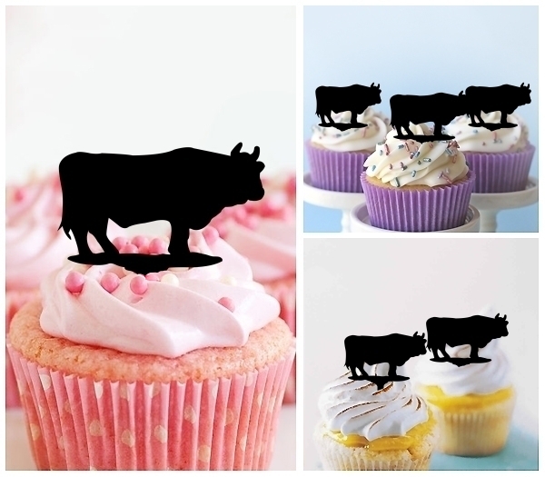 Laser Cut Cow Barn Yard Animal Farm cupcake topper