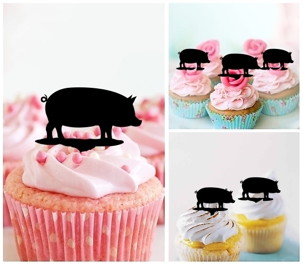 Laser Cut Pig Barn Yard Animal Farm cupcake topper