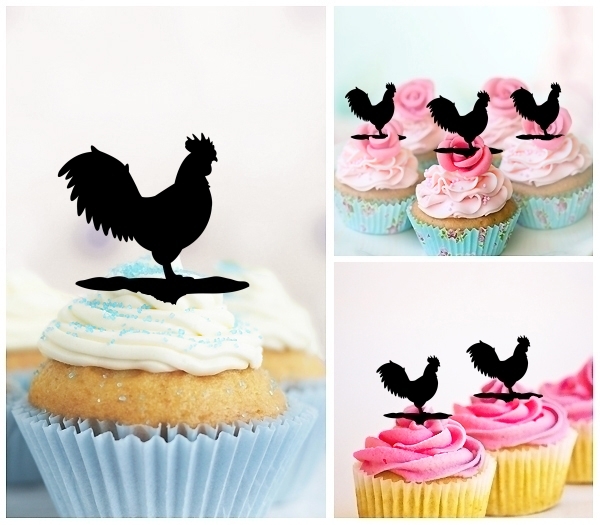 Laser Cut Rooster Barn Yard Animal Farm cupcake topper