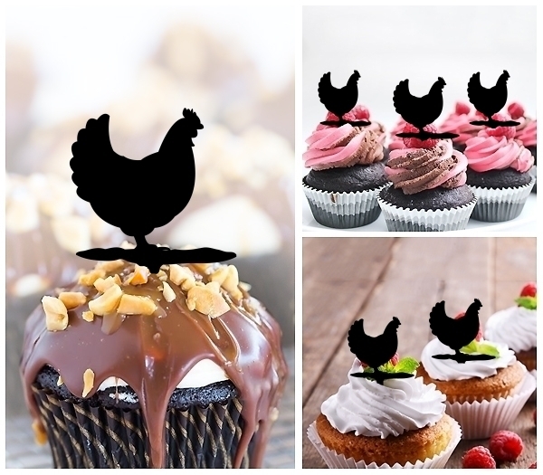 Laser Cut Hen Barn Yard Animal Farm cupcake topper