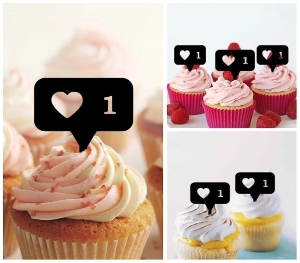 Laser Cut Social Love Heart cupcake topper