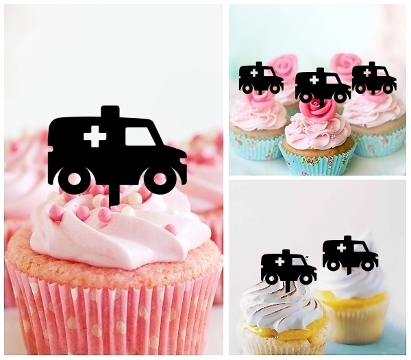 Laser Cut Ambulance Emergency First Aid cupcake topper