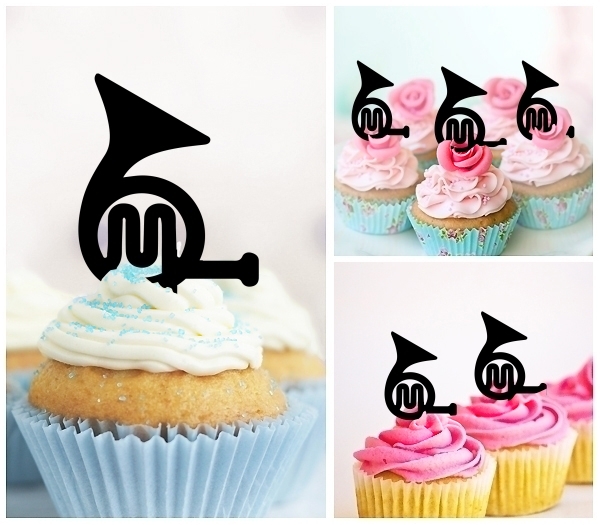 Laser Cut French Horn Music Instrument cupcake topper