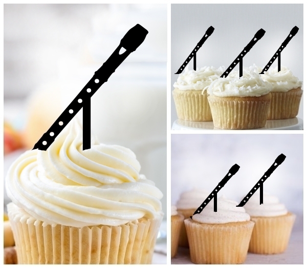 Laser Cut Recorder Music Instrument cupcake topper