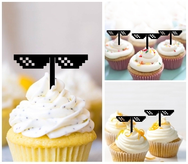 Laser Cut Pixel Glasses cupcake topper