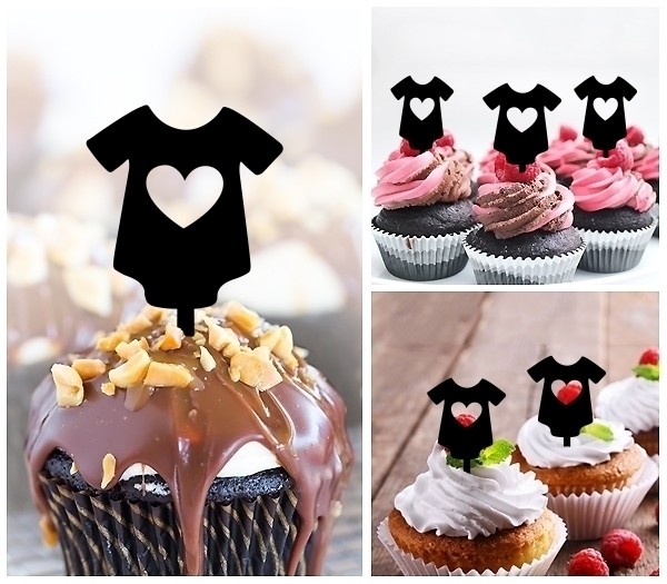 Laser Cut Baby Suit Heart cupcake topper