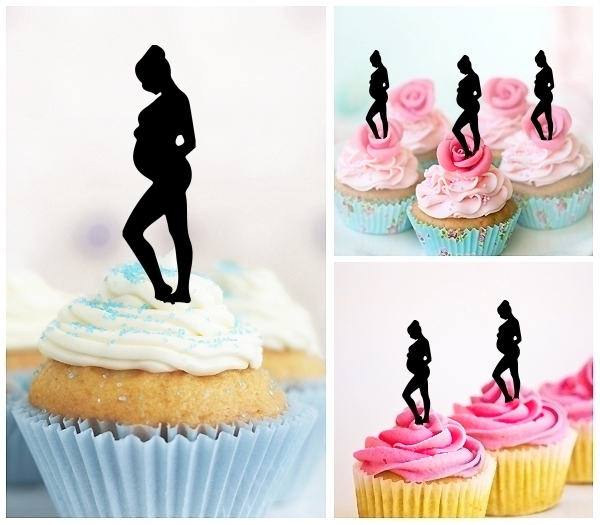 Laser Cut Pregnancy Infant Mom cupcake topper