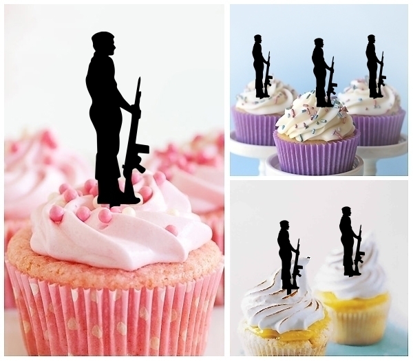 Laser Cut Soldier Protect cupcake topper