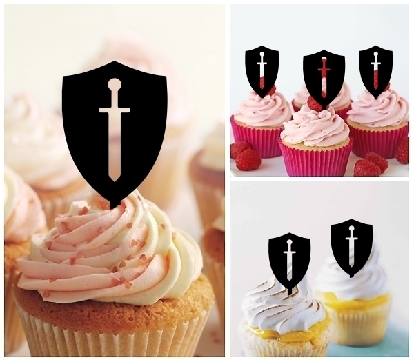 Laser Cut Shield Sword cupcake topper