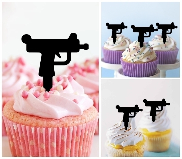 Laser Cut Uzi Hand Gun cupcake topper