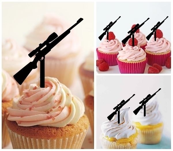 Laser Cut Hunting Rifle Gun cupcake topper