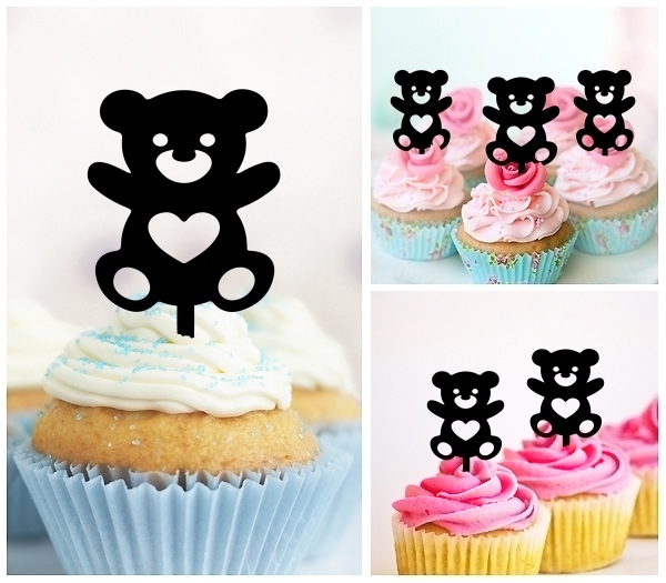 Laser Cut Love Bear cupcake topper