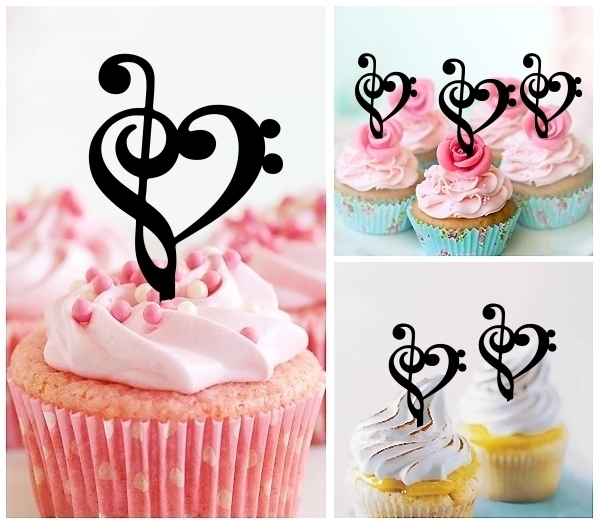 Laser Cut Music Love Heart cupcake topper