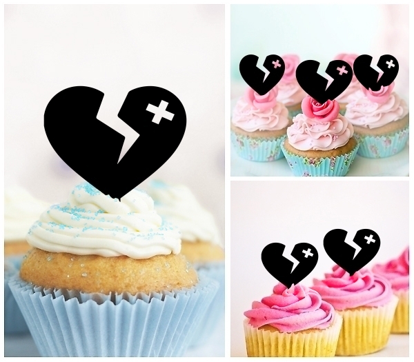 Laser Cut Broken Heart cupcake topper