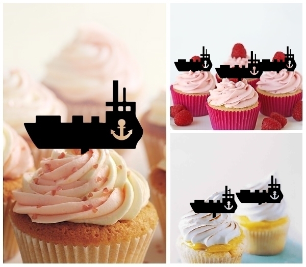 Laser Cut Cargo Ship cupcake topper