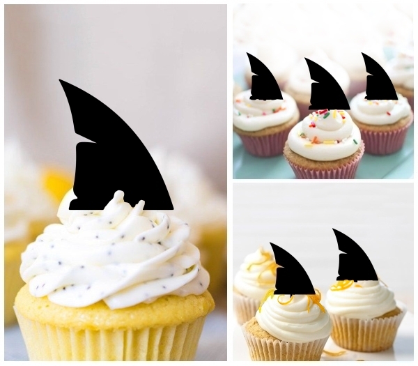 Laser Cut Shark Fin cupcake topper