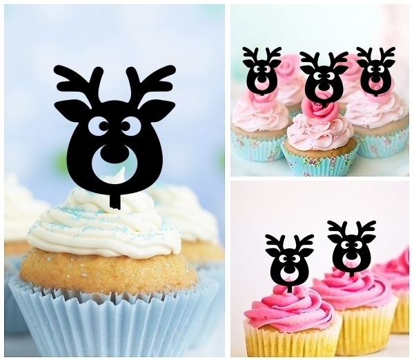 Laser Cut Cute Deer Head cupcake topper