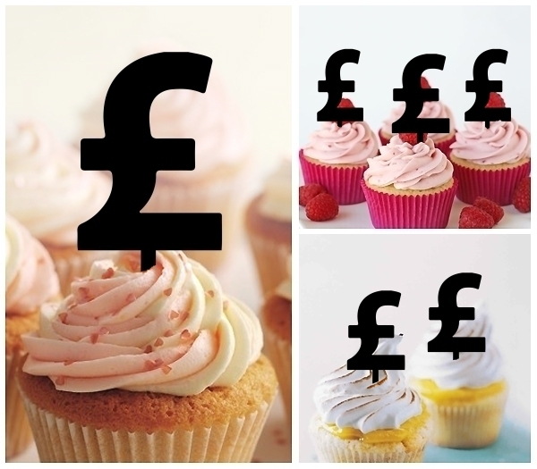 Laser Cut Pound Currency Money Symbol cupcake topper